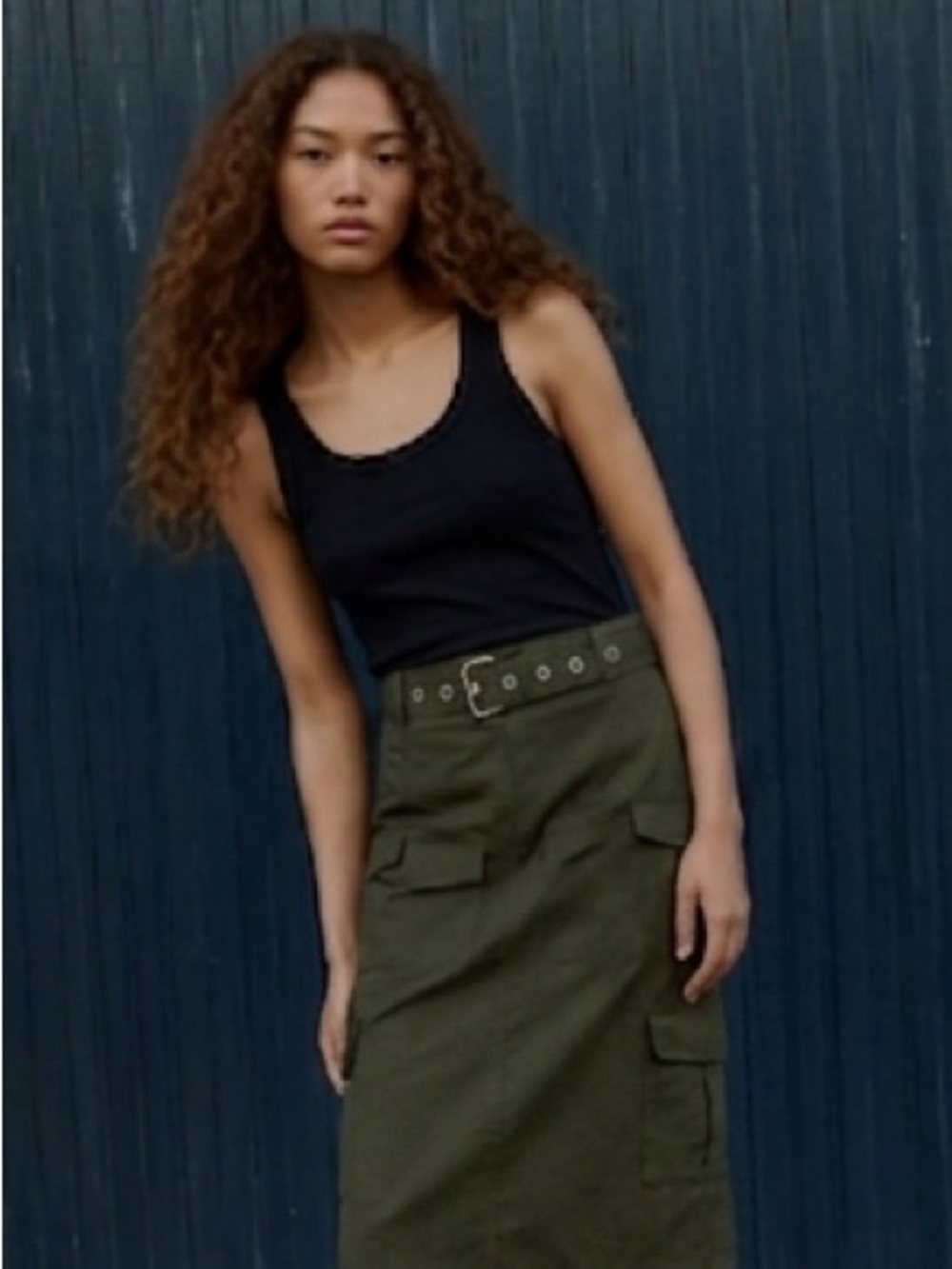 Zara Olive Green Cargo Skirt